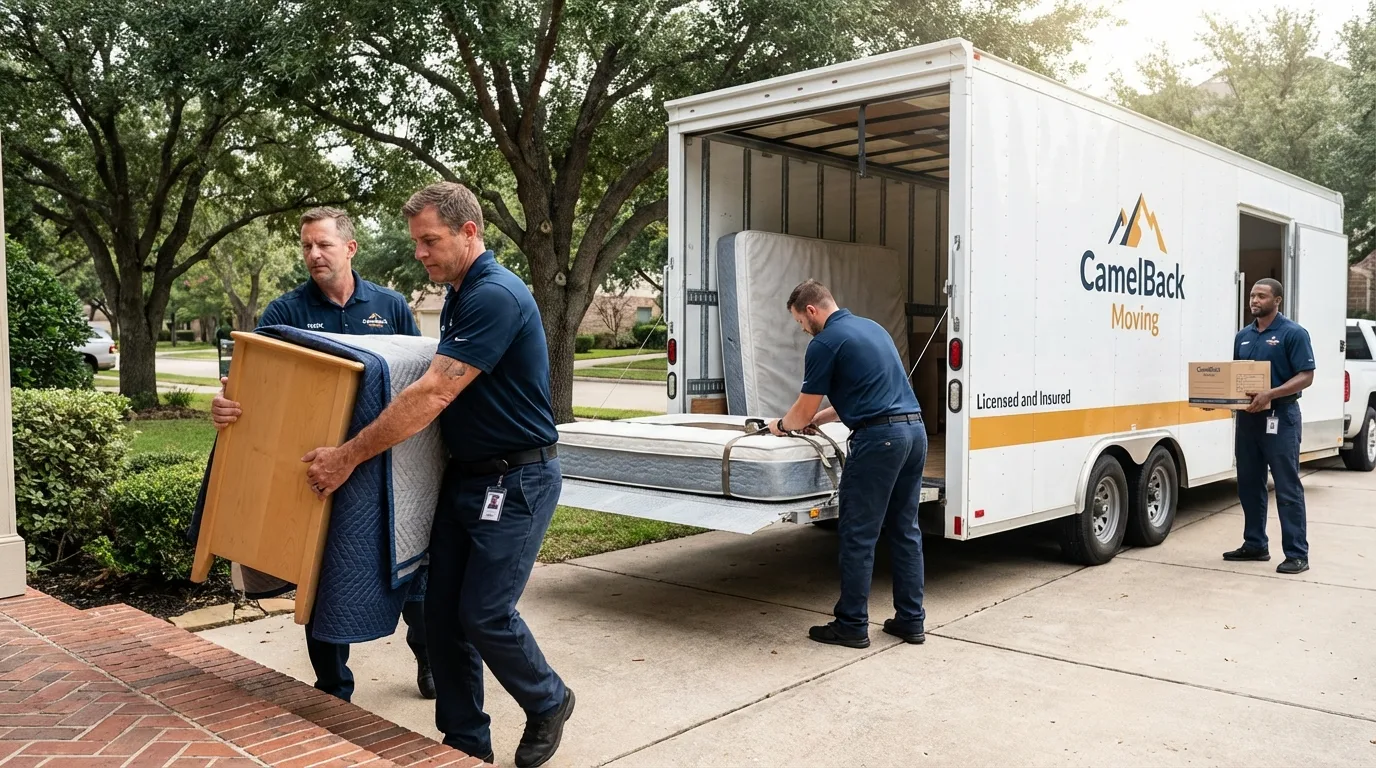 Crew loading residential truck for cross-state move from Swarthmore, PA
