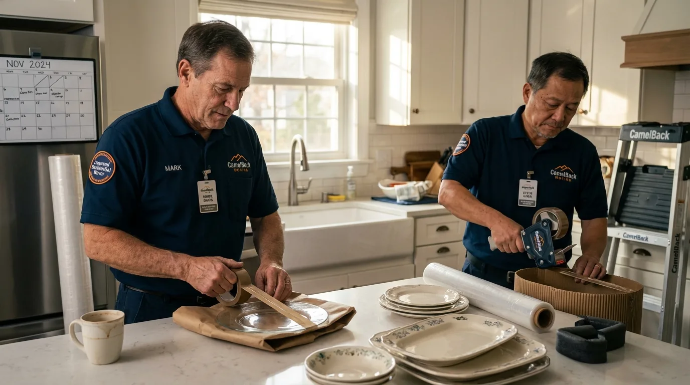 Professional crew packing kitchen dishware in Swarthmore, PA