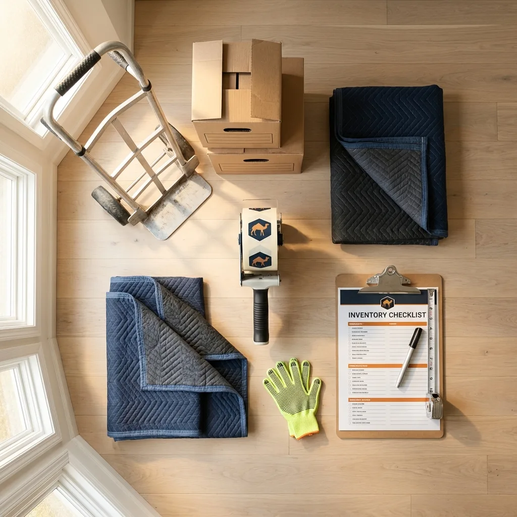 Professional moving supplies and packing materials layout for Swarthmore residential relocations